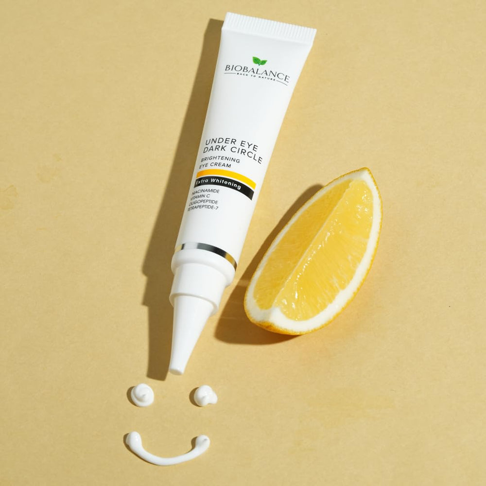 BioBalance Brightening Eye Cream before-after comparison image.