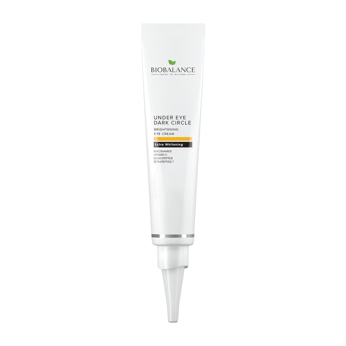 BioBalance Brightening Eye Cream bottle shown, delivering hydration and a brightened under-eye appearance.