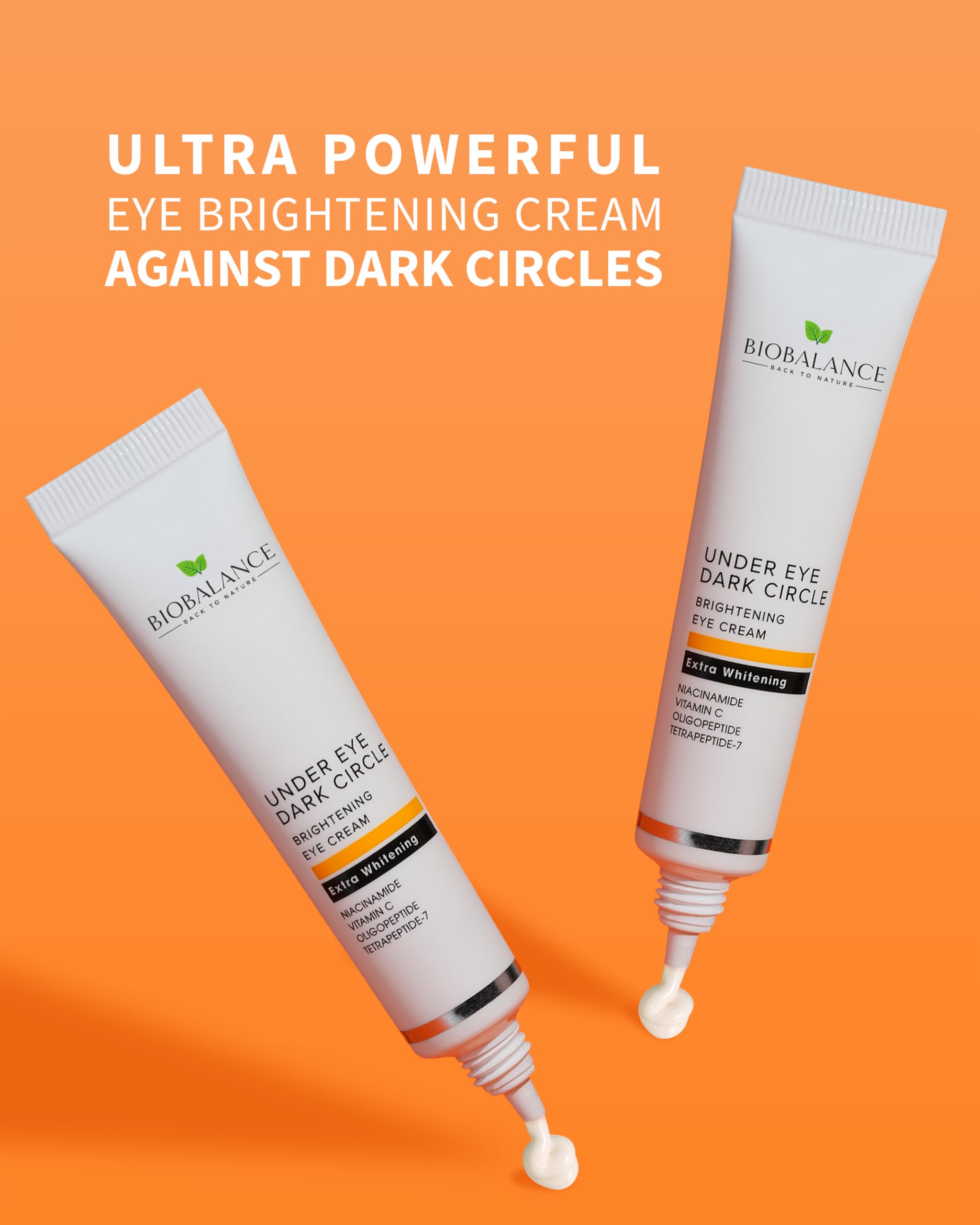 BioBalance Brightening Eye Cream fingertip application showing smooth absorption.