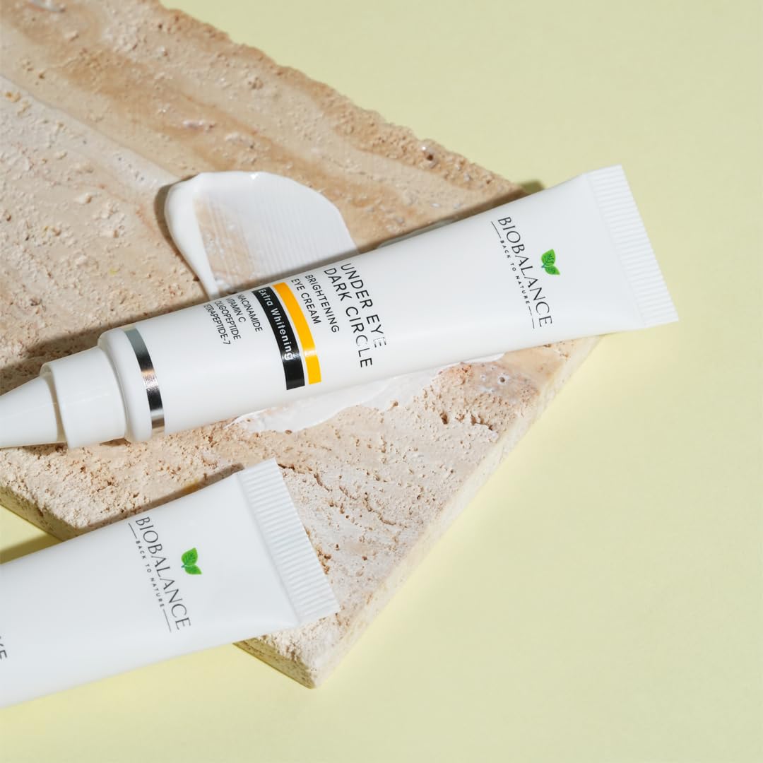 BioBalance Brightening Eye Cream ingredients label highlighting key ingredients.