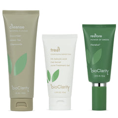 BioClarity face cleanser bottle showing cucumber and green tea benefits
