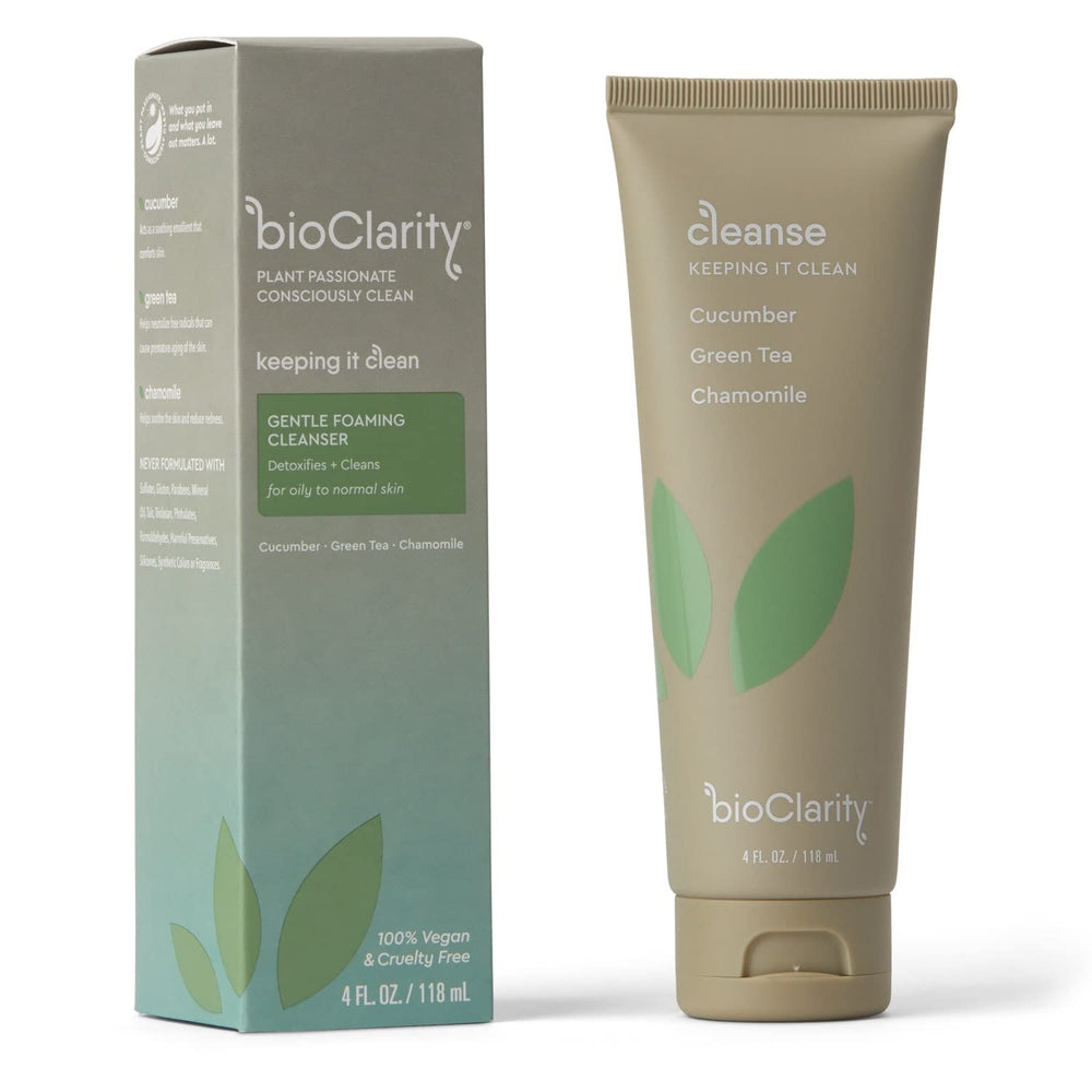 BioClarity Face Cleanser texture-closeup reveals mild lather suitable for sensitive skin.