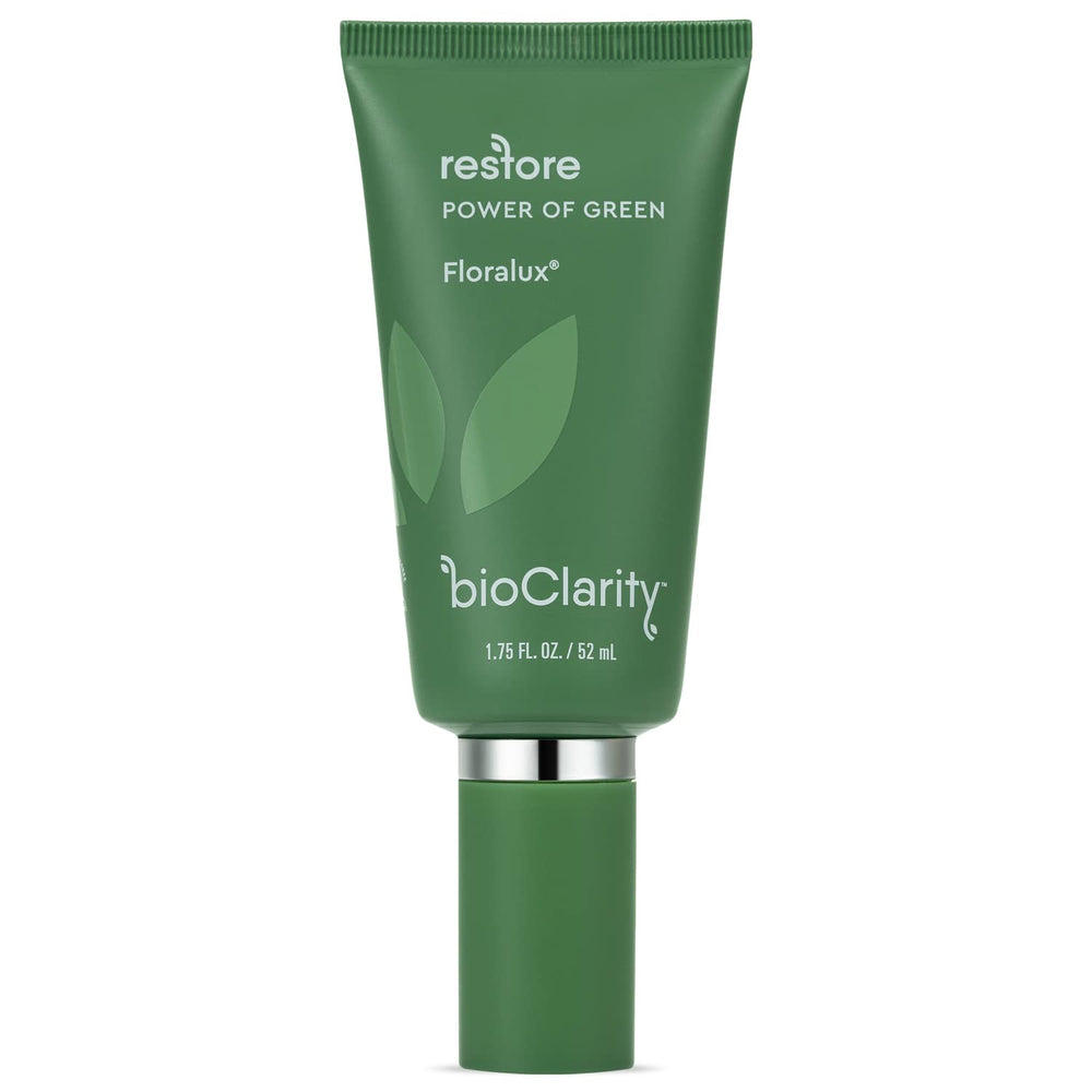 BioClarity Restore bottle showing a dewy finish for radiant skin
