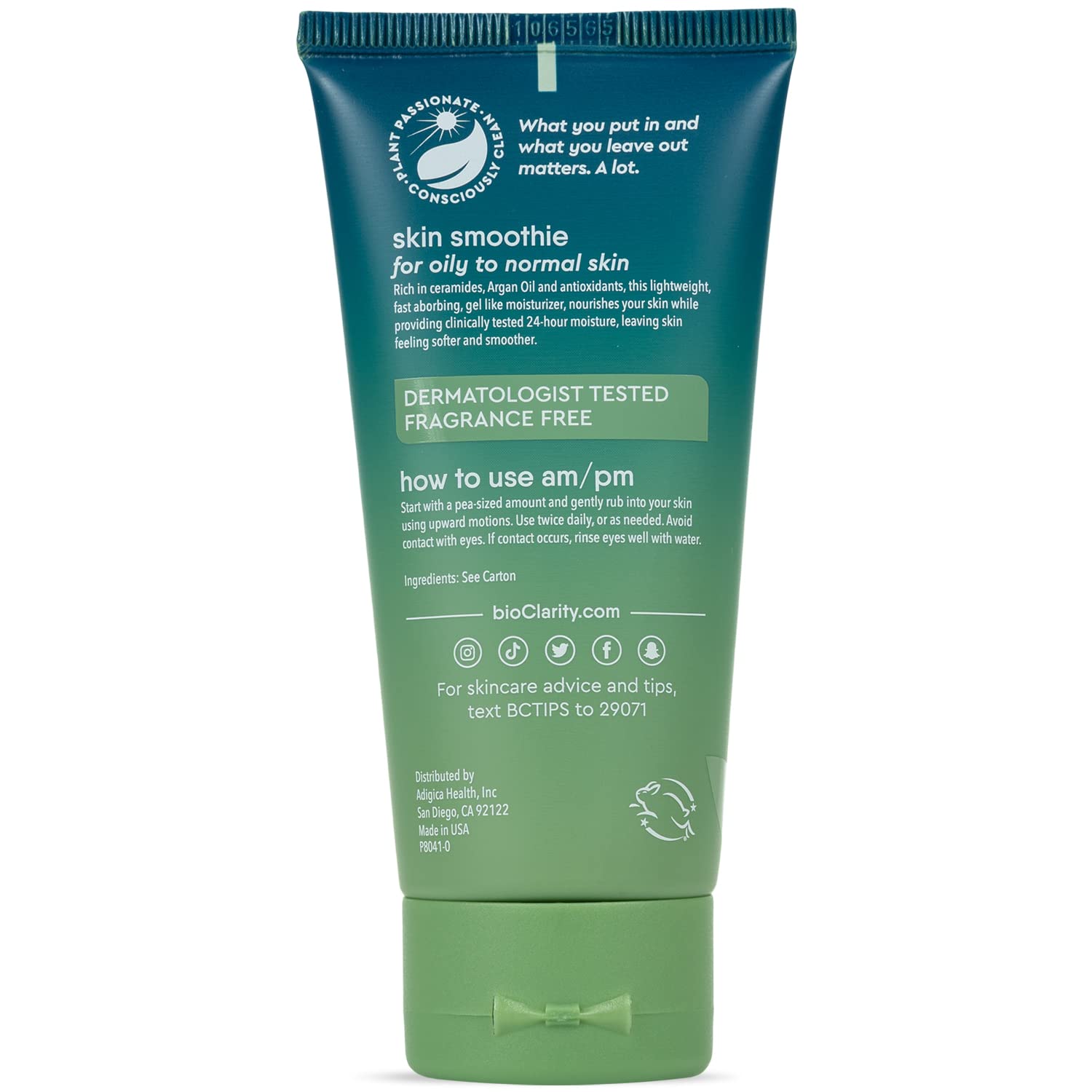 BioClarity vegan-clean-ingredients label reinforces toxin-free skincare suitable for sensitive skin.