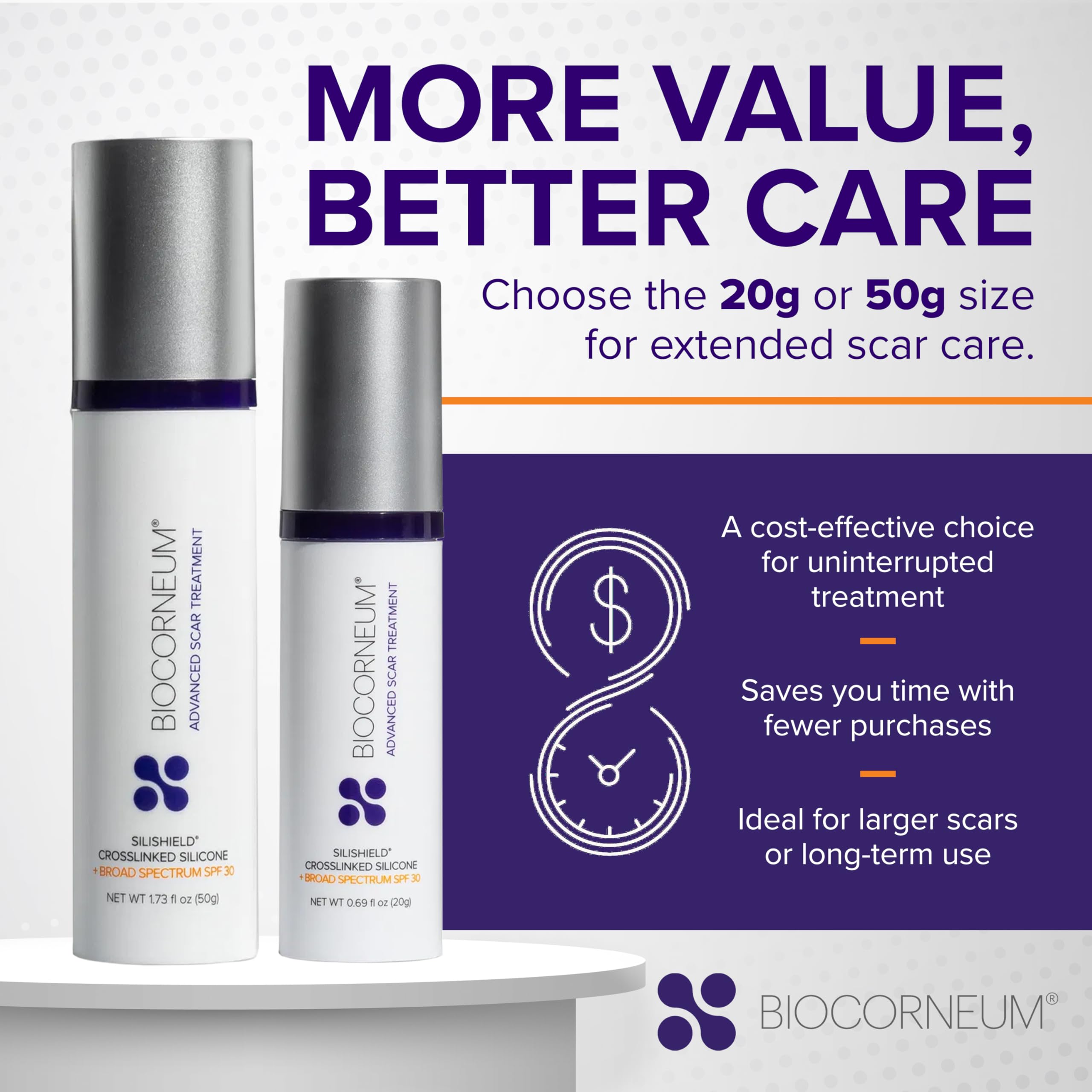 BIOCORNEUM silicone gel application on fingertip for precise smoothing.