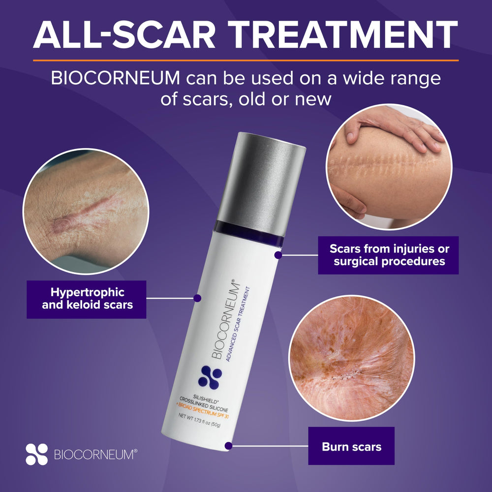 BIOCORNEUM SPF 30 protection to prevent scar darkening