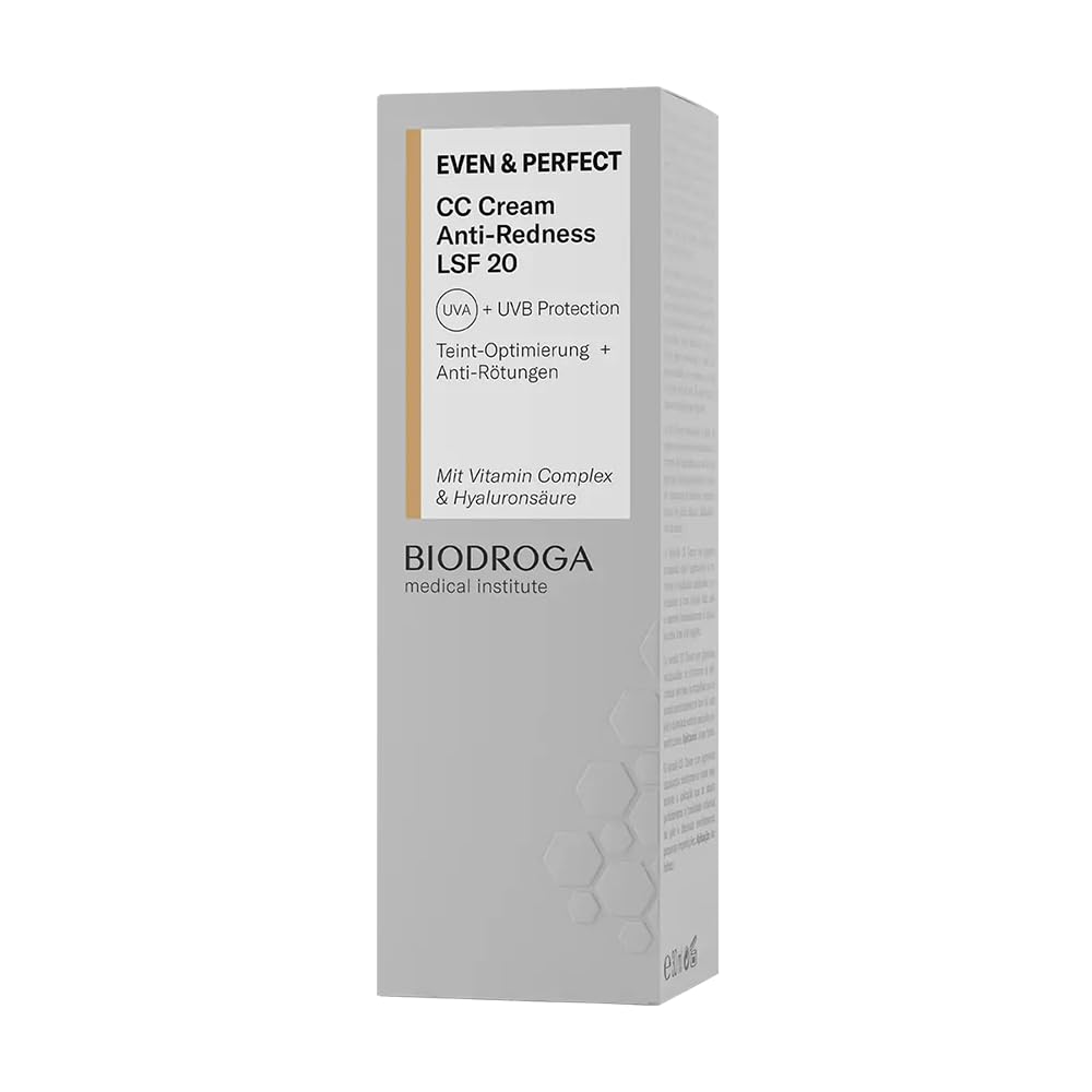Biodroga CC Cream SPF 20 application smooths redness and hydrates for a natural finish.