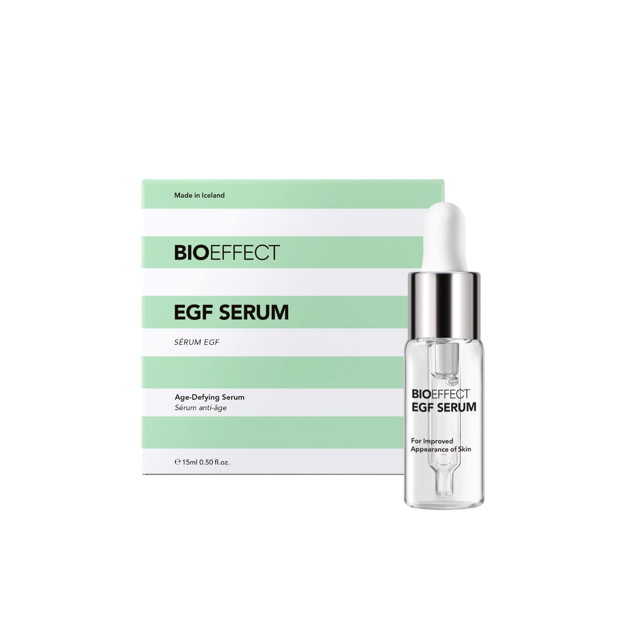 Bioeffect EGF Serum bottle closeup showcasing premium packaging for daily anti-aging care
