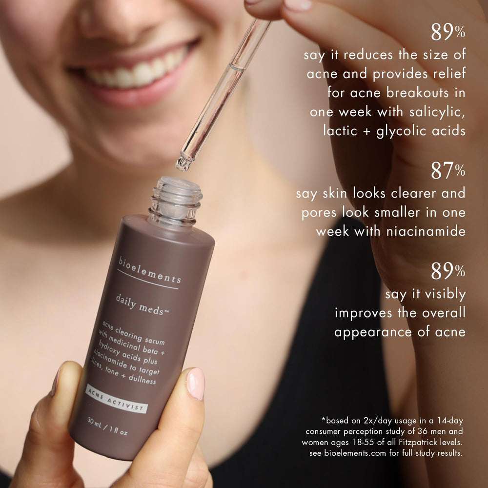 Bioelements barrier-friendly formula imagery highlights apple extract and green tea.