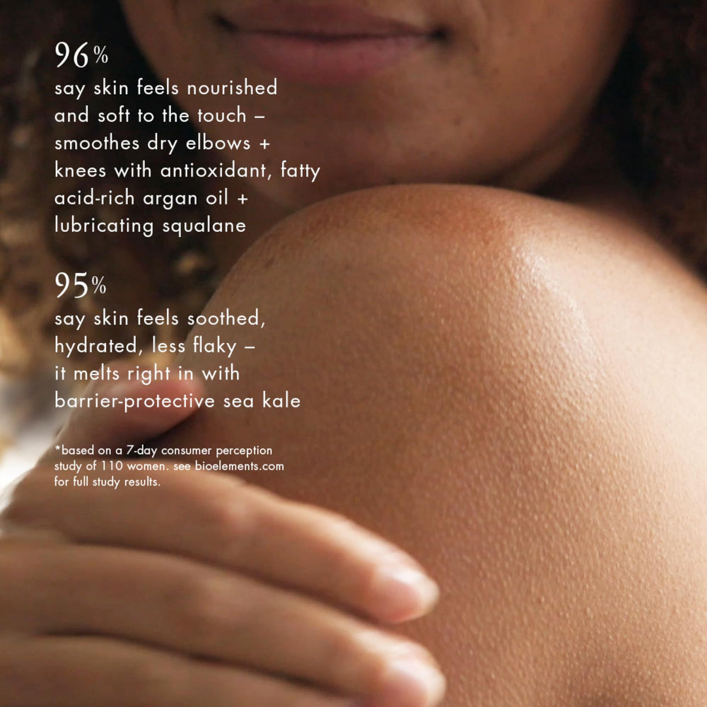 Bioelements Dewluxe for Body massage motion, absorbs quickly without heaviness.