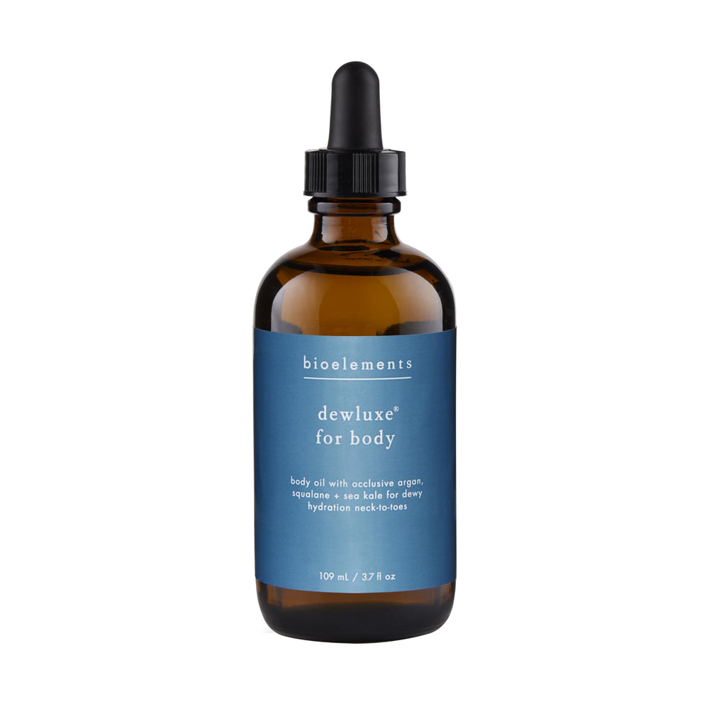 Bioelements Dewluxe for Body bottle with pump for easy, even application.