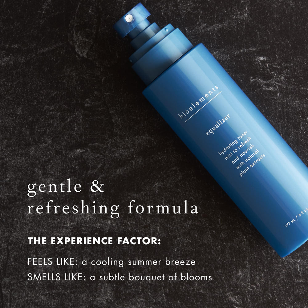 Bioelements Equalizer toner texture close-up shows light, alcohol-free formula.