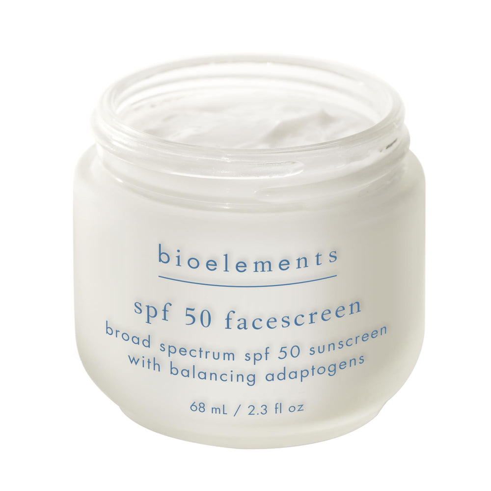 Bioelements FaceScreen SPF 50 tube front view for daily skin protection.