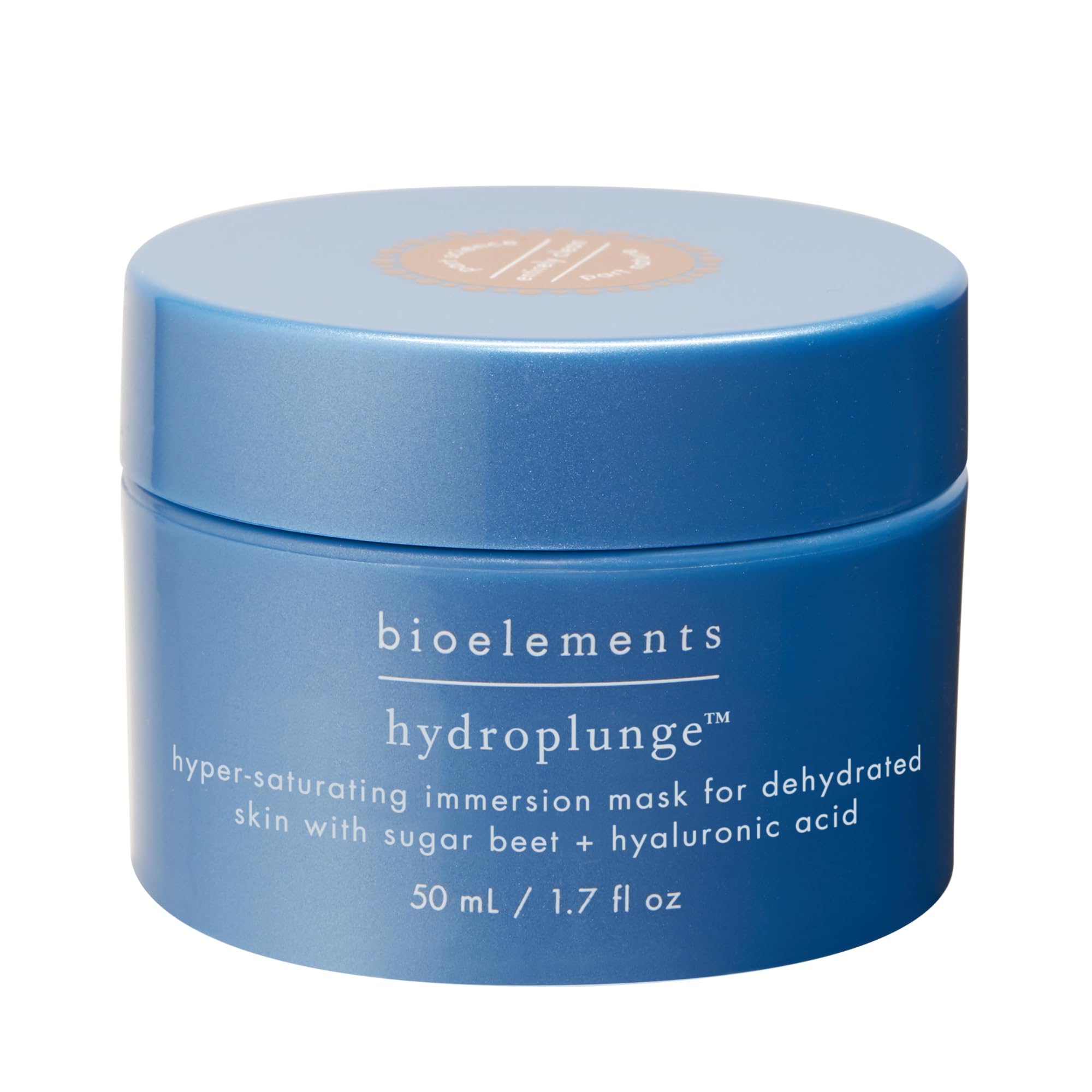 Bioelements Hydroplunge mask jar close-up showing rich hydration for all skin types.