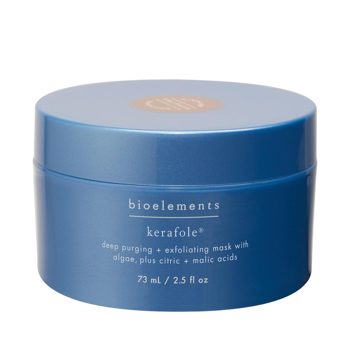 Bioelements Kerafole mask jar showing exfoliating formula for clearer skin