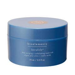 Bioelements Kerafole mask jar showing exfoliating formula for clearer skin