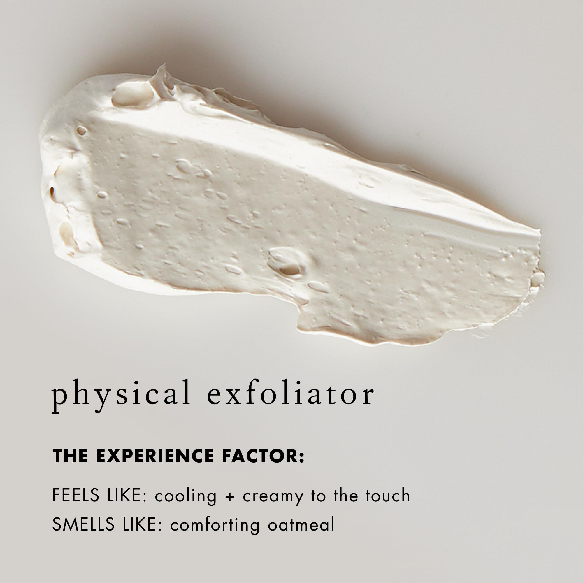 Close-up shows jojoba beads in a clay creme for gentle exfoliation.
