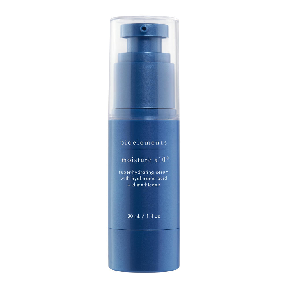 Bioelements Moisture x10 serum bottle with hydrating formula for dry skin
