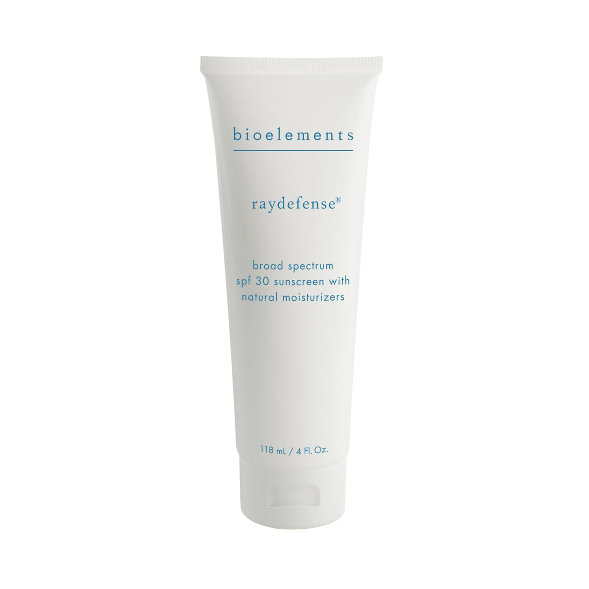 Bioelements RayDefense SPF 30 bottle protecting skin during outdoor activities.
