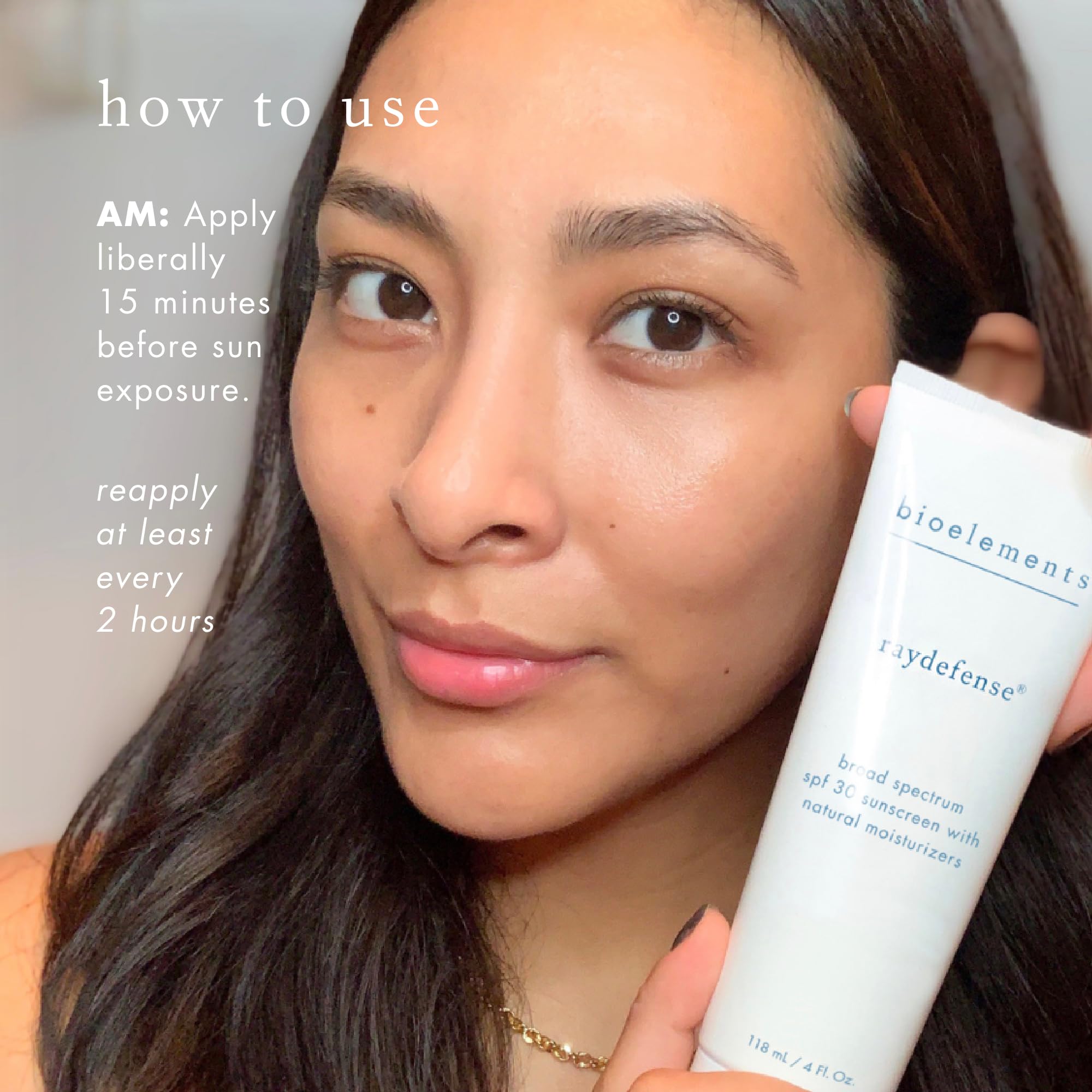 Bioelements RayDefense vegan gluten-free label highlights clean beauty standards.