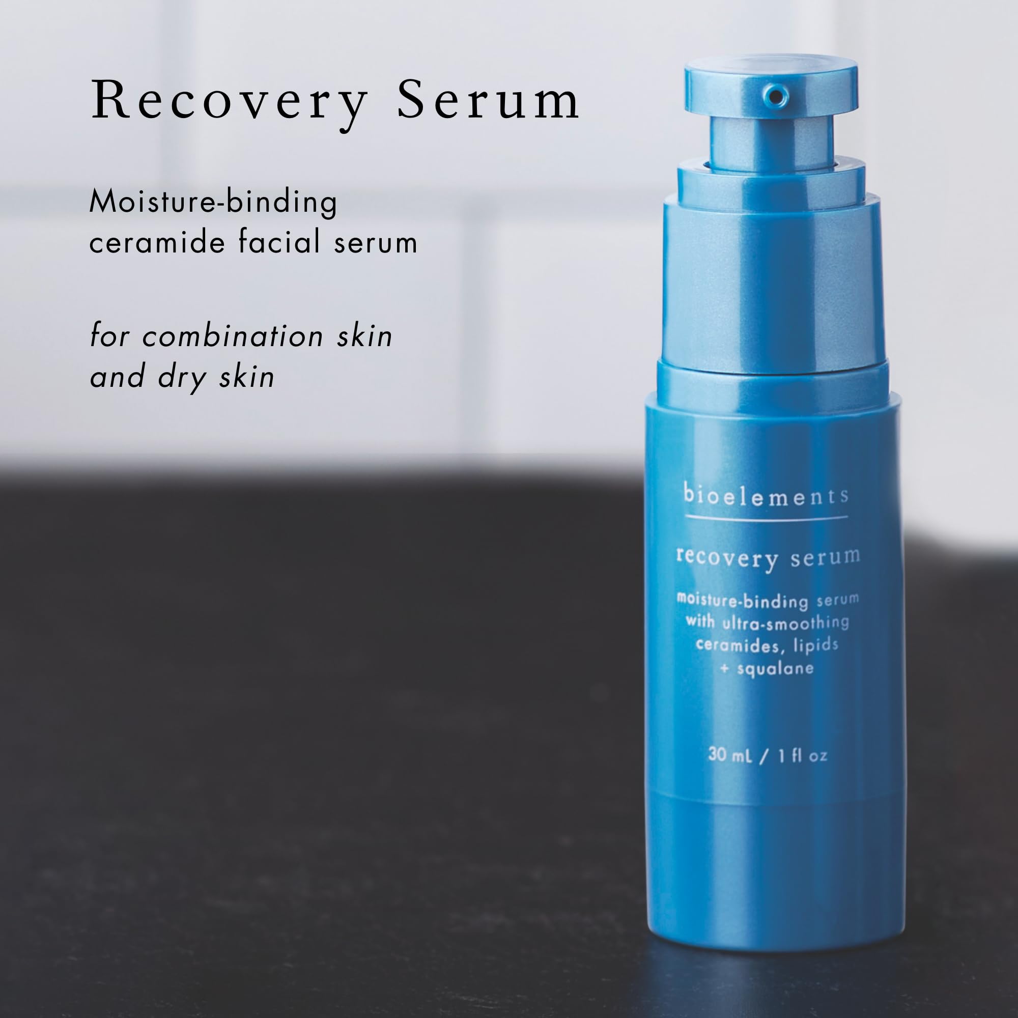 Bioelements Recovery Serum application in hand demonstrates easy, layer-friendly use.