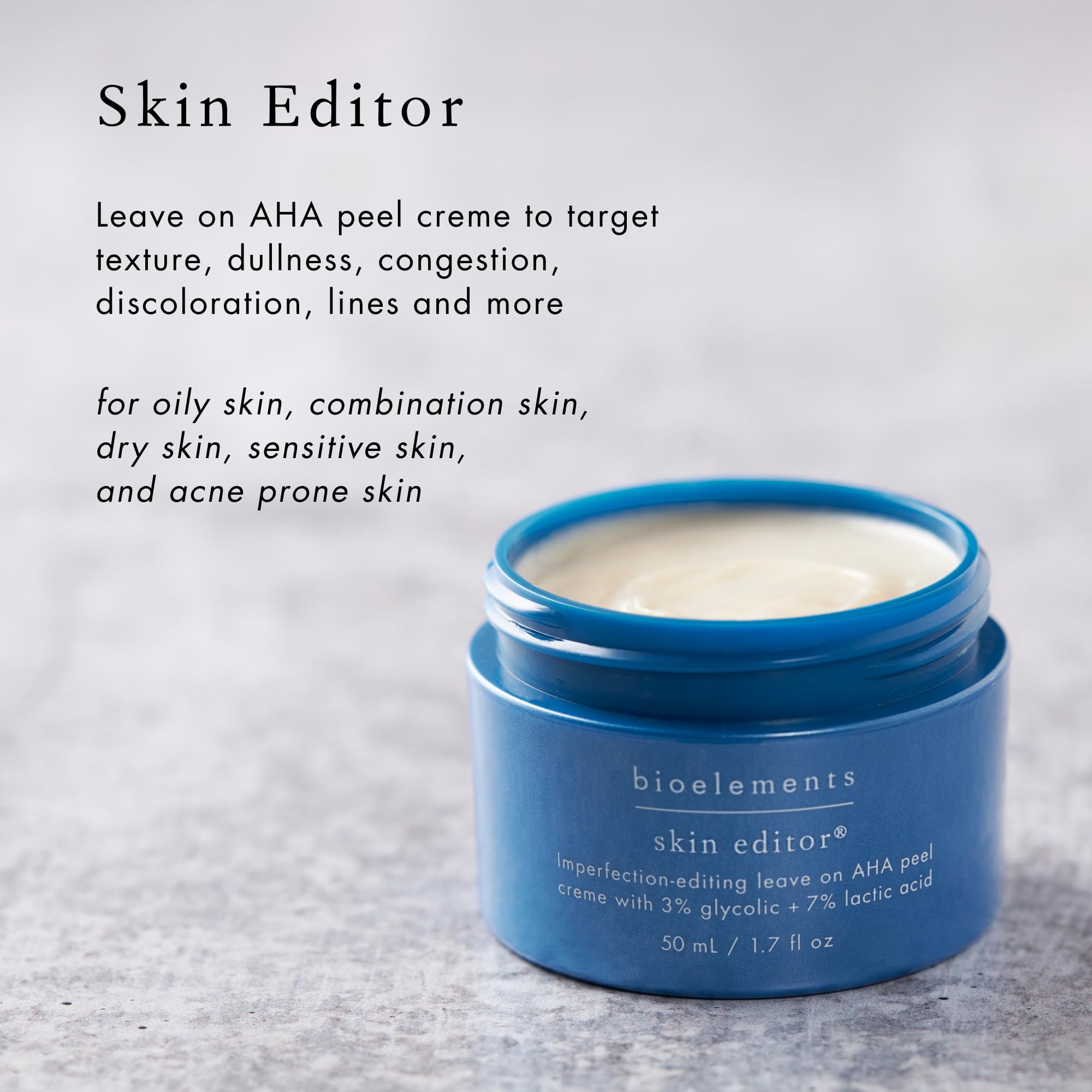Bioelements Skin Editor packaging box on a clean surface with vegan formula emphasis