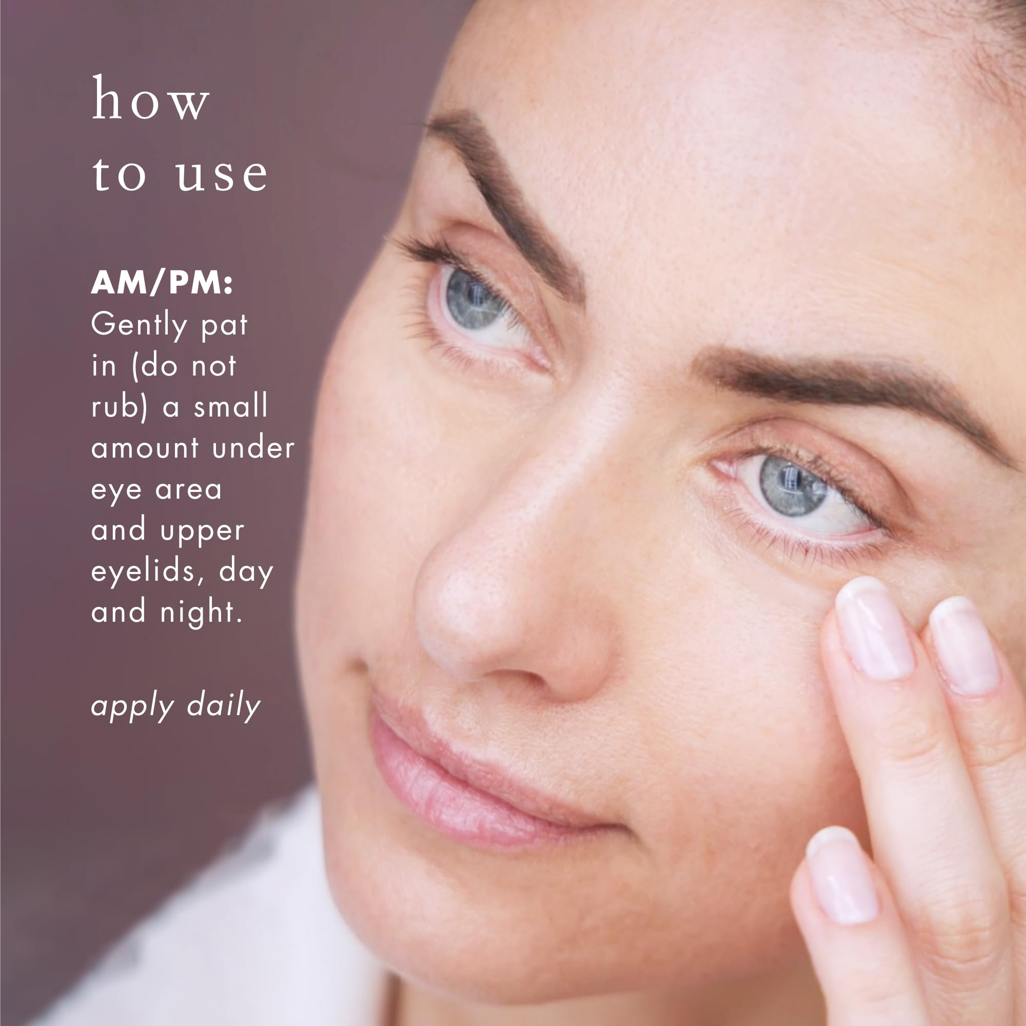 Bioelements vc10 Peptides and caffeine support firming near the orbital area.