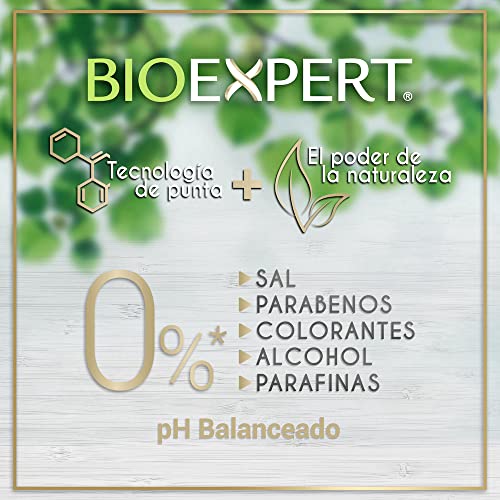Bioexpert shampoo with water droplets evokes fresh, clean feel