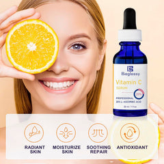 Bioglossy Vitamin C Serum dropper application demonstrates precise daily dosing.