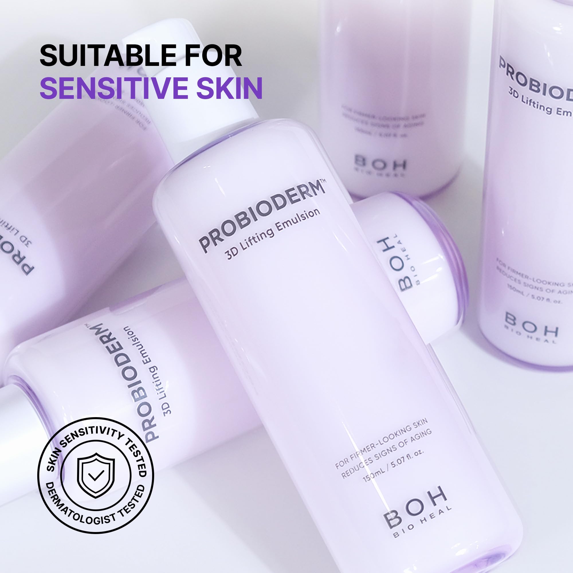Ingredient visual of Probioderm and peptide blend in BIOHEAL BOH product.