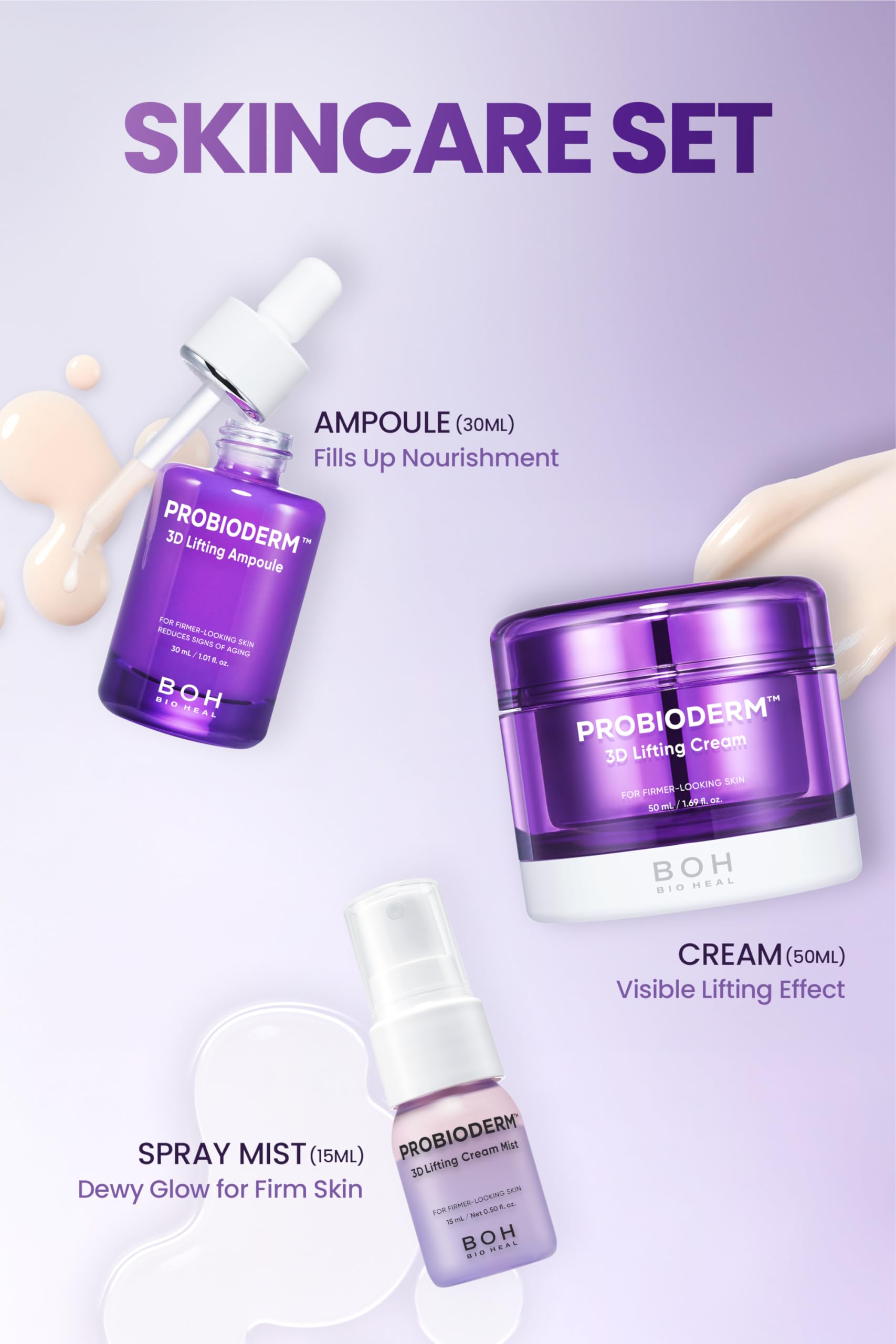 BIOHEAL BOH Probioderm 3D Lifting set on display showcasing full routine