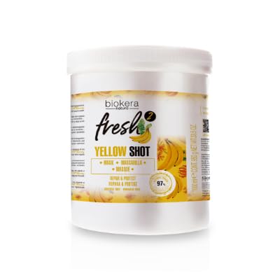 Biokera Natura Fresh Yellow Shot Mask jar offers a refreshing skincare ritual.