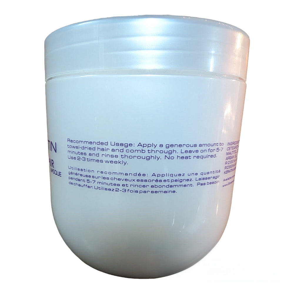 Biokeratin Moisture Repair Masque applied to dry hair nourishes and softens