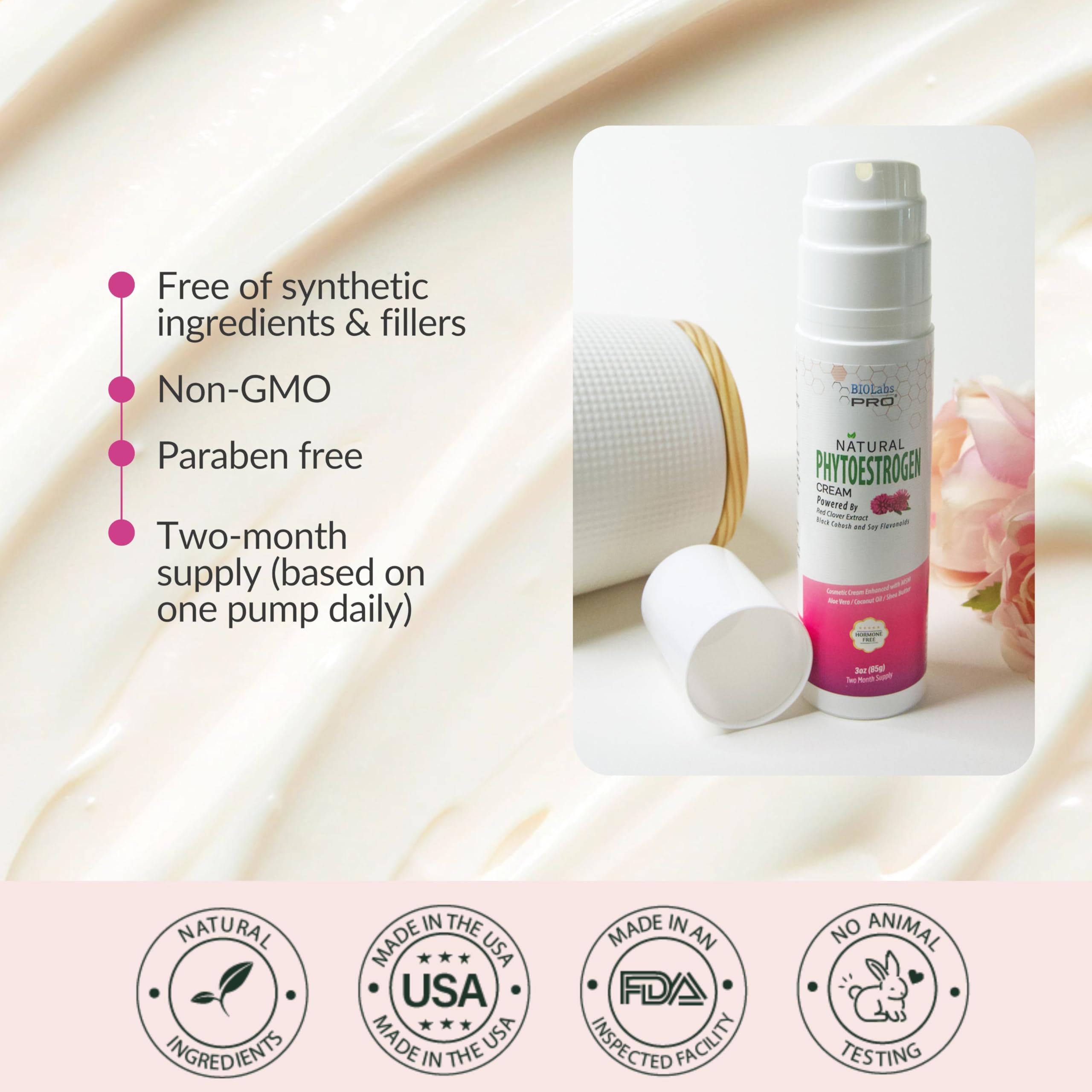 BIOLABS PRO smooth cream on hand ready for daily hydration and care.