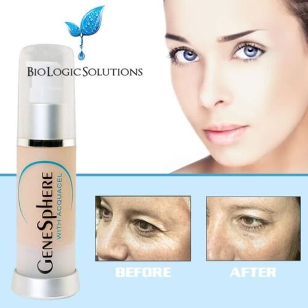 Genesphere Acquacel night application suggesting overnight hydration benefits.