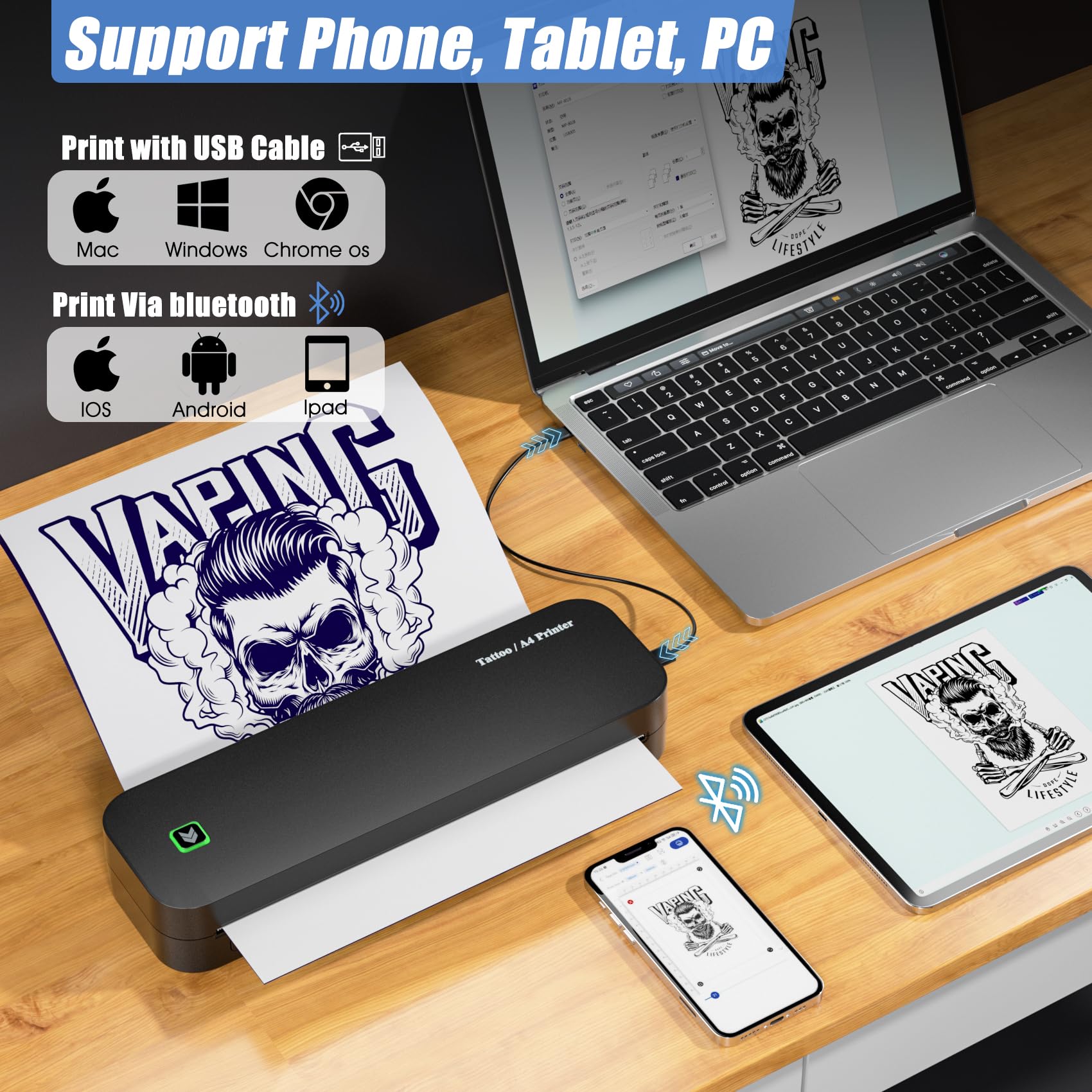 BIOMASER TattooPrint app control for quick stencil editing