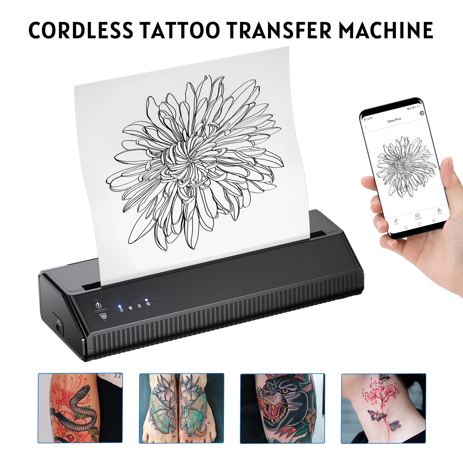 BIOMASER app TattooPrinter connects via Bluetooth and Wi‑Fi for stencil output.