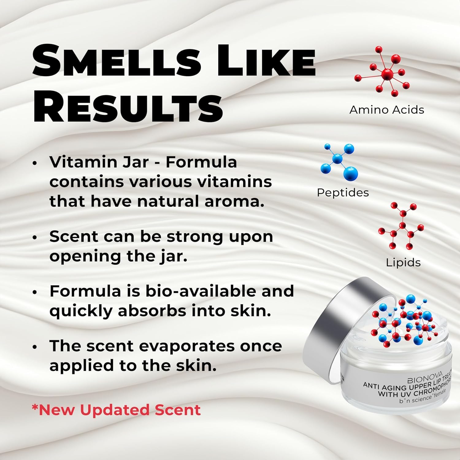 BIONOVA upper lip treatment on vanity demonstrates easy integration into morning skincare.