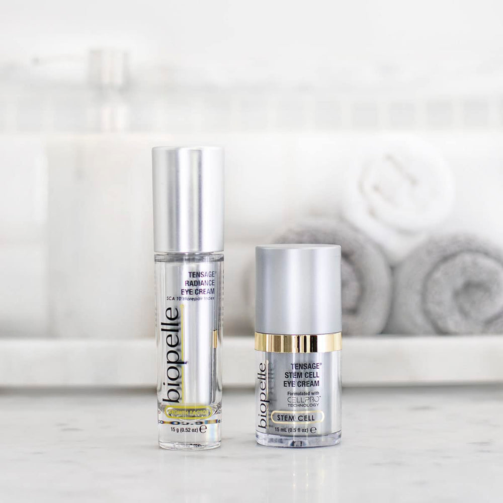 Biopelle Radiance Eye Cream being applied around the eye for brightening