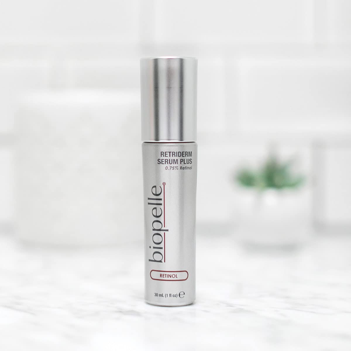Label detail on Biopelle Retriderm Retinol Serum Plus indicating potency