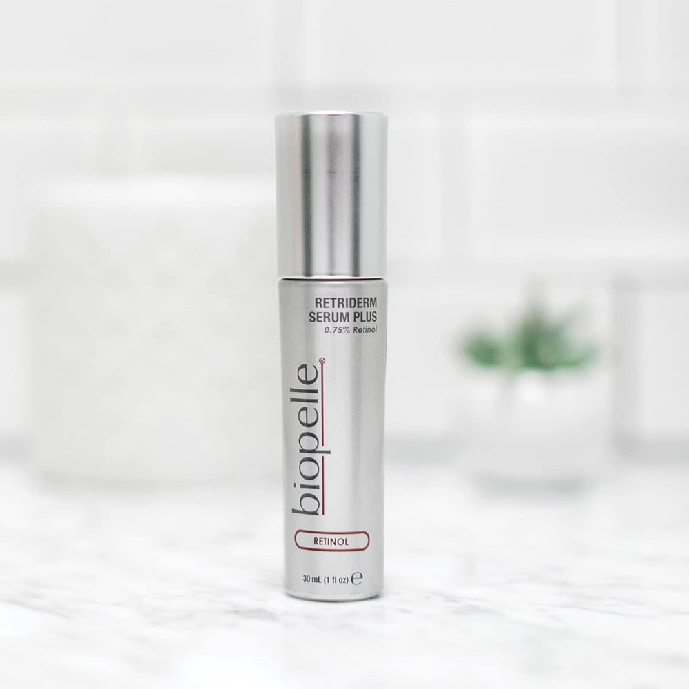Label detail on Biopelle Retriderm Retinol Serum Plus indicating potency