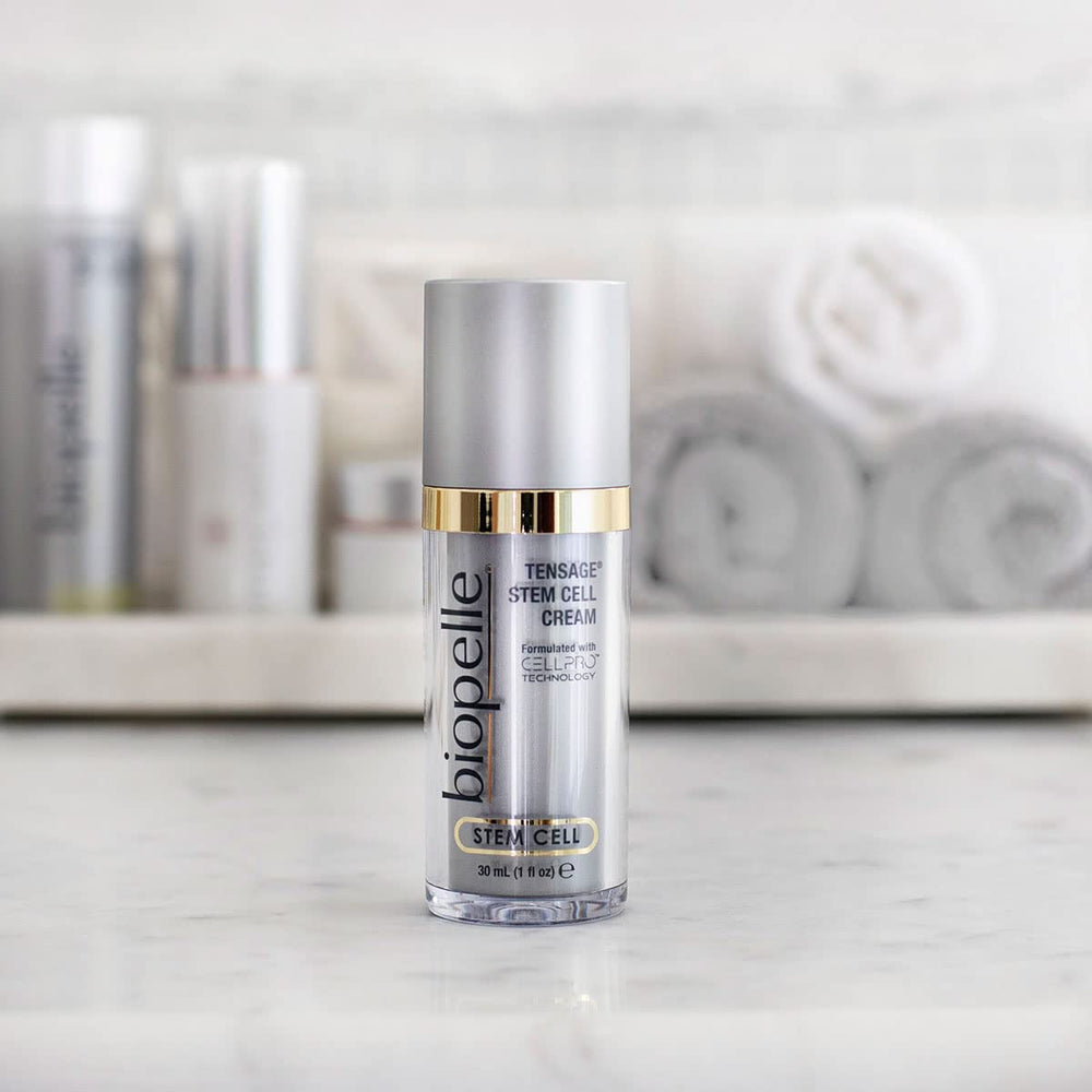 Biopelle Stem Cell Night Cream texture close-up shows luxurious, smooth finish on skin.