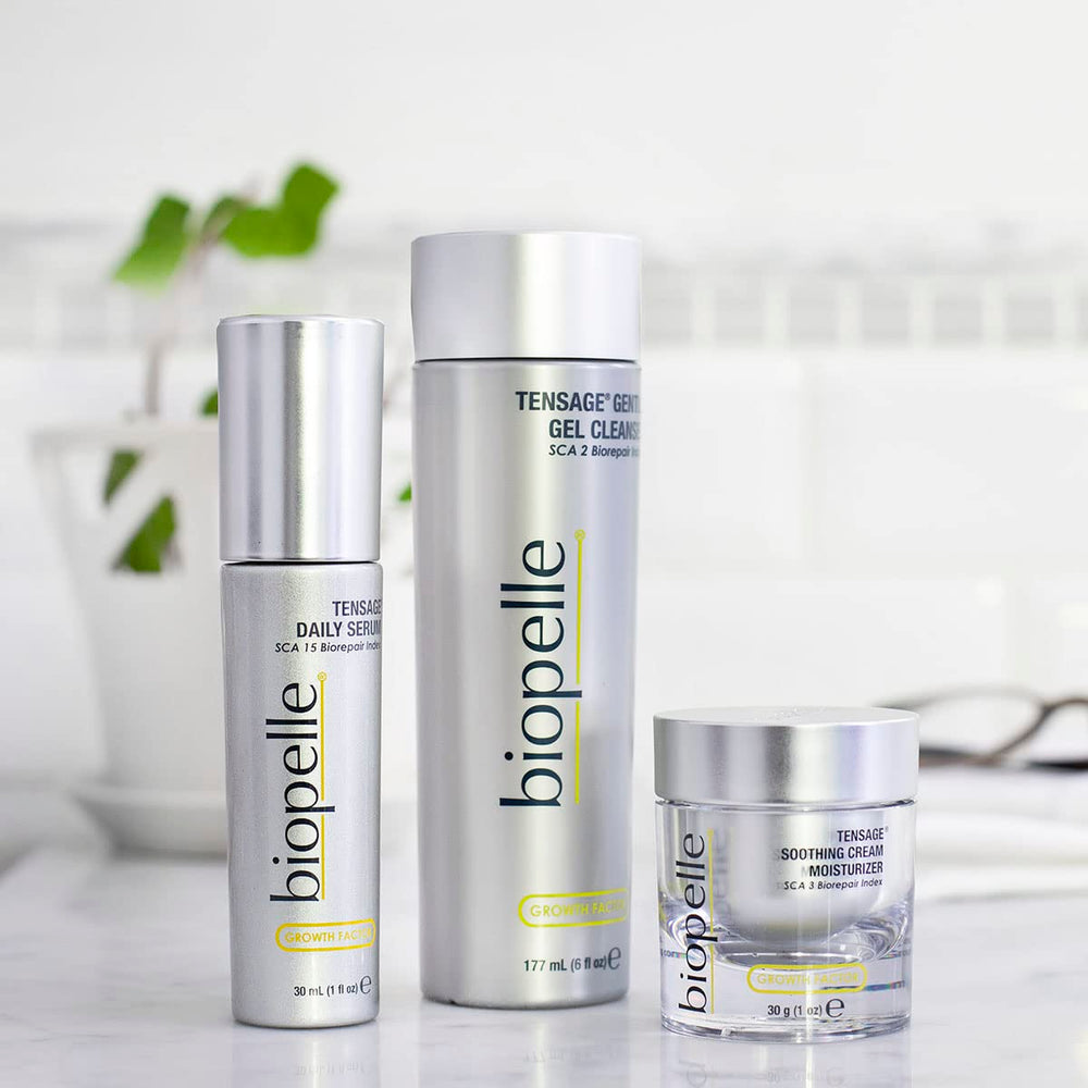 Ingredient block highlights hyaluronic acid and antioxidants in Biopelle Tensage.