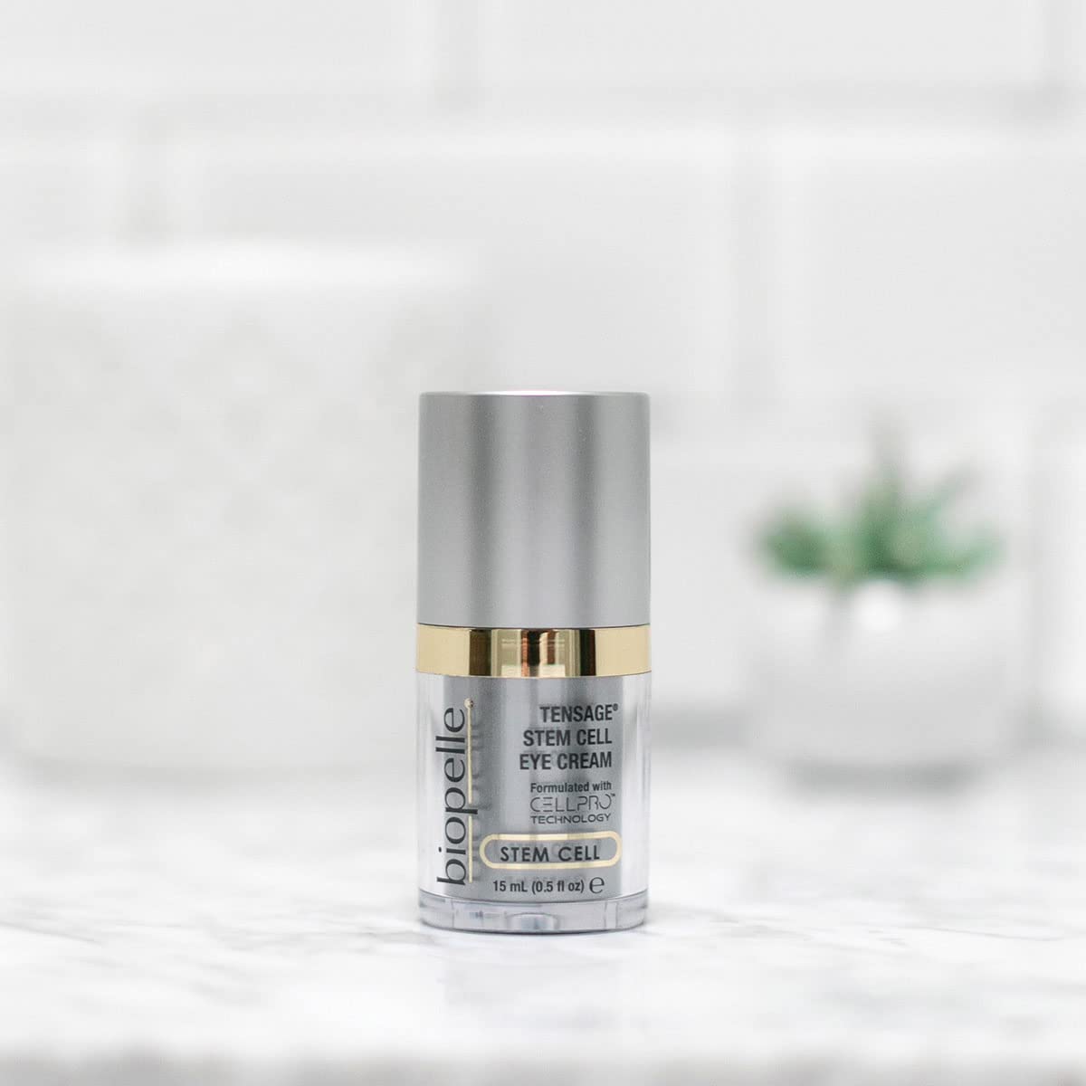 Biopelle Tensage Eye Cream applied around the orbital area at night for nourished, refreshed skin