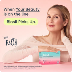 Close-up of Biosil capsules highlighting convenient daily capsules.