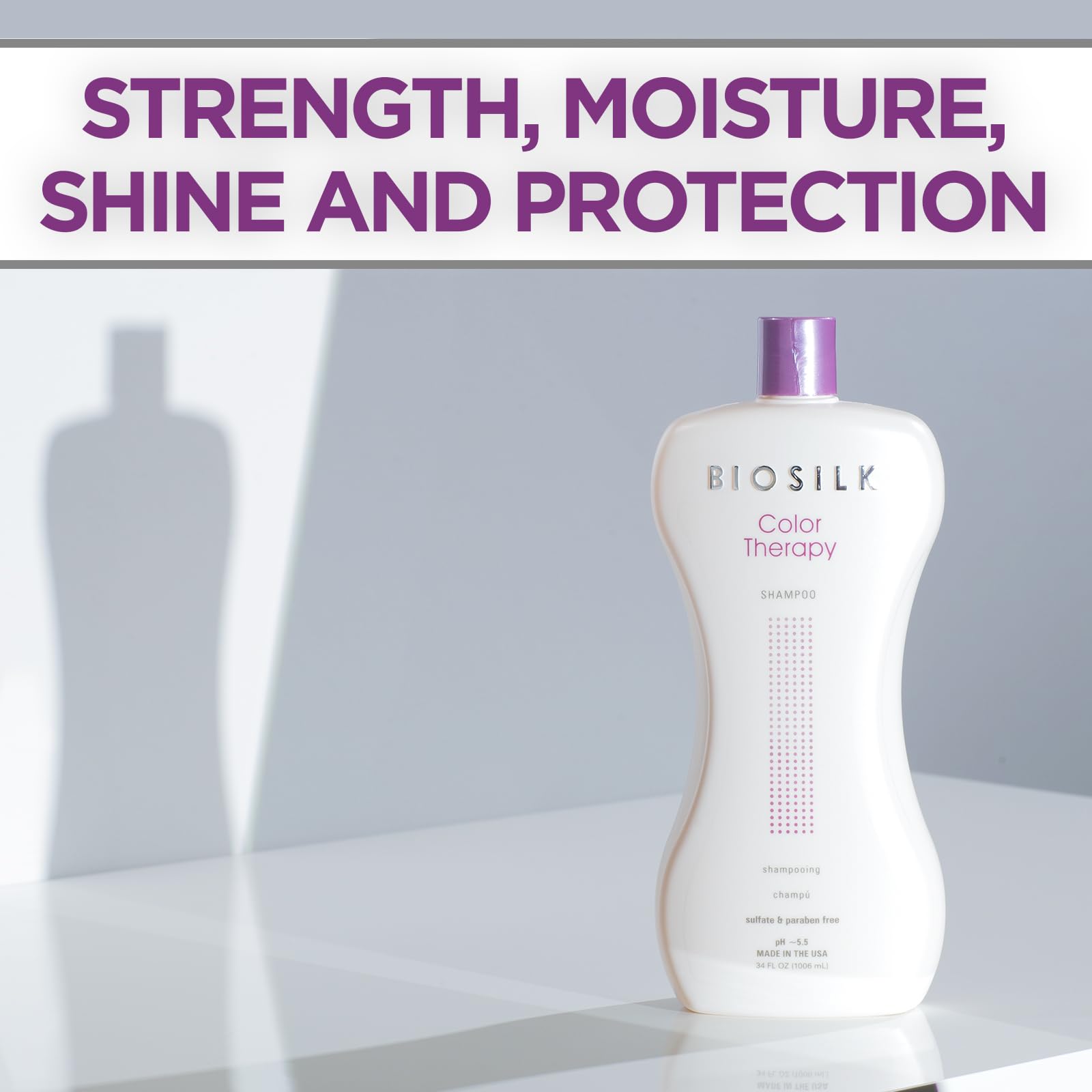 BioSilk Color Therapy conditioner bottle demonstrates moisture replenishment for color-treated hair