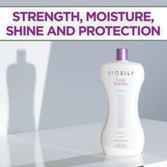BioSilk Color Therapy conditioner bottle demonstrates moisture replenishment for color-treated hair
