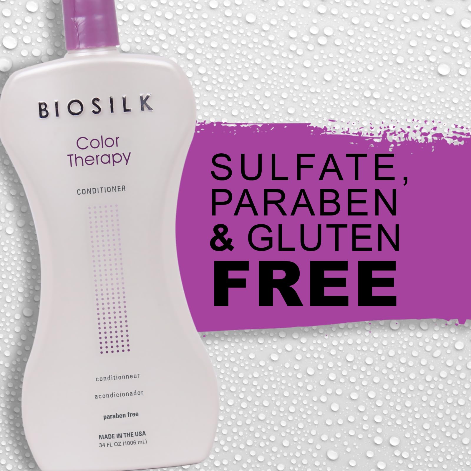 BioSilk Color Therapy hair gloss close-up conveys smooth, shiny finish