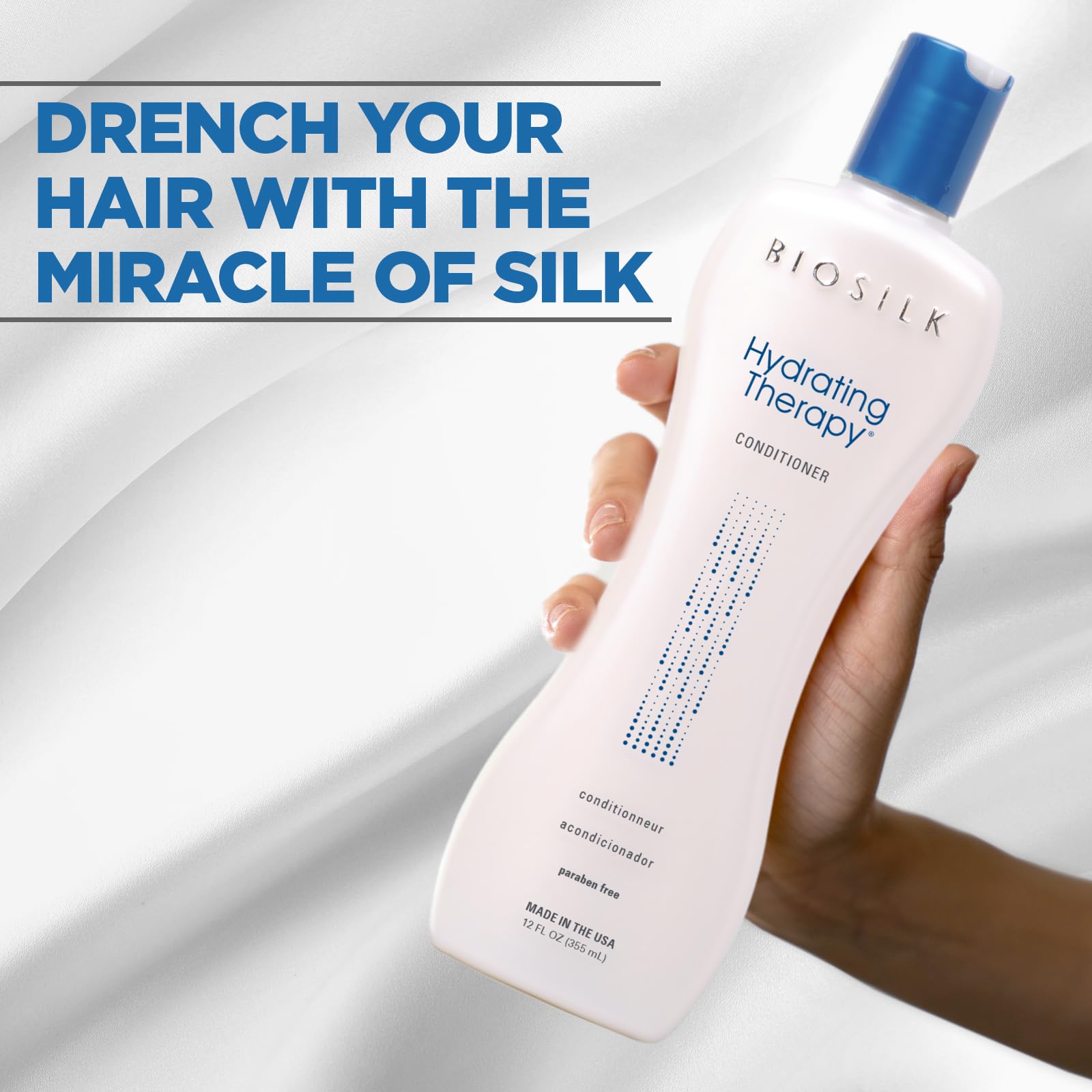 BioSilk Hydrating Conditioner texture close-up showing silky, smooth finish.