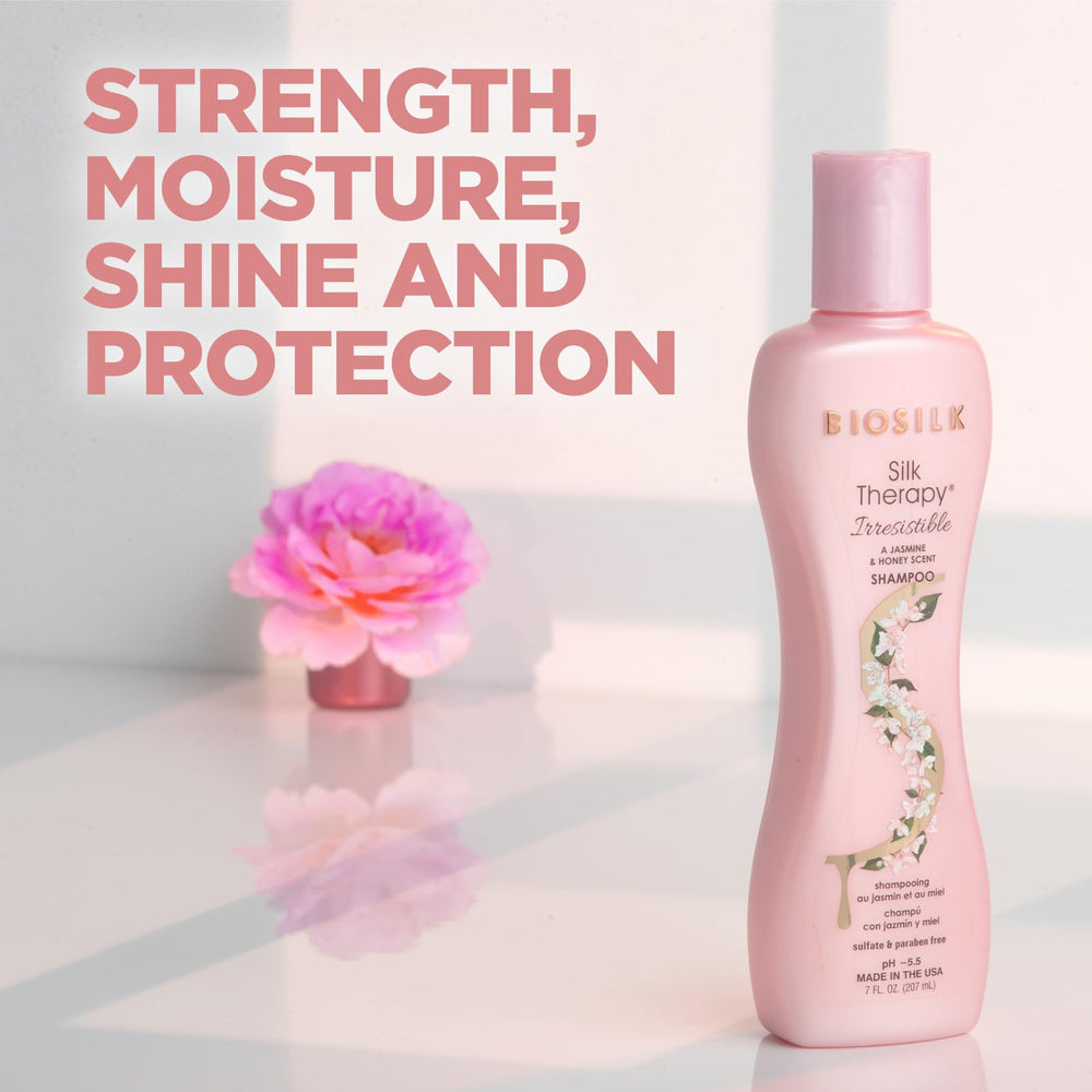 BioSilk Irresistible Shampoo 7 oz bottle ready for travel and routine.